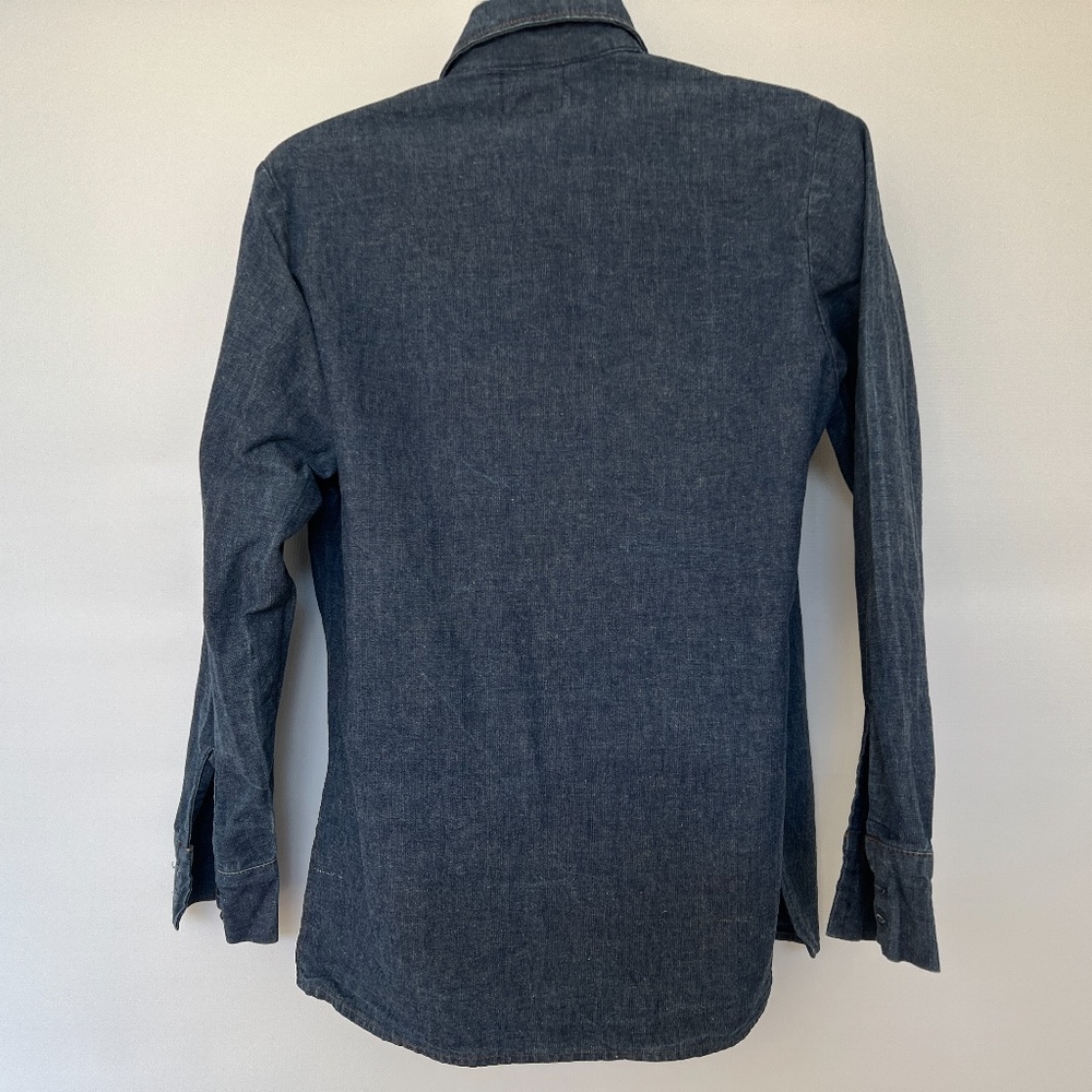 Levis Vtg Shirt Orange Tab Big E Denim Long Sleeve Sz M Made USA 100% Cotton - Picture 3 of 6